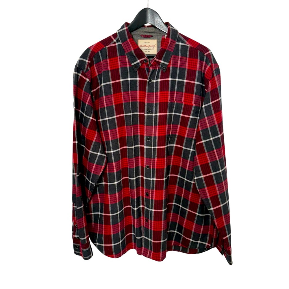 Original Weatherproof Vintage Men's Long Sleeve, Plaid Flannel Button Down Shirt